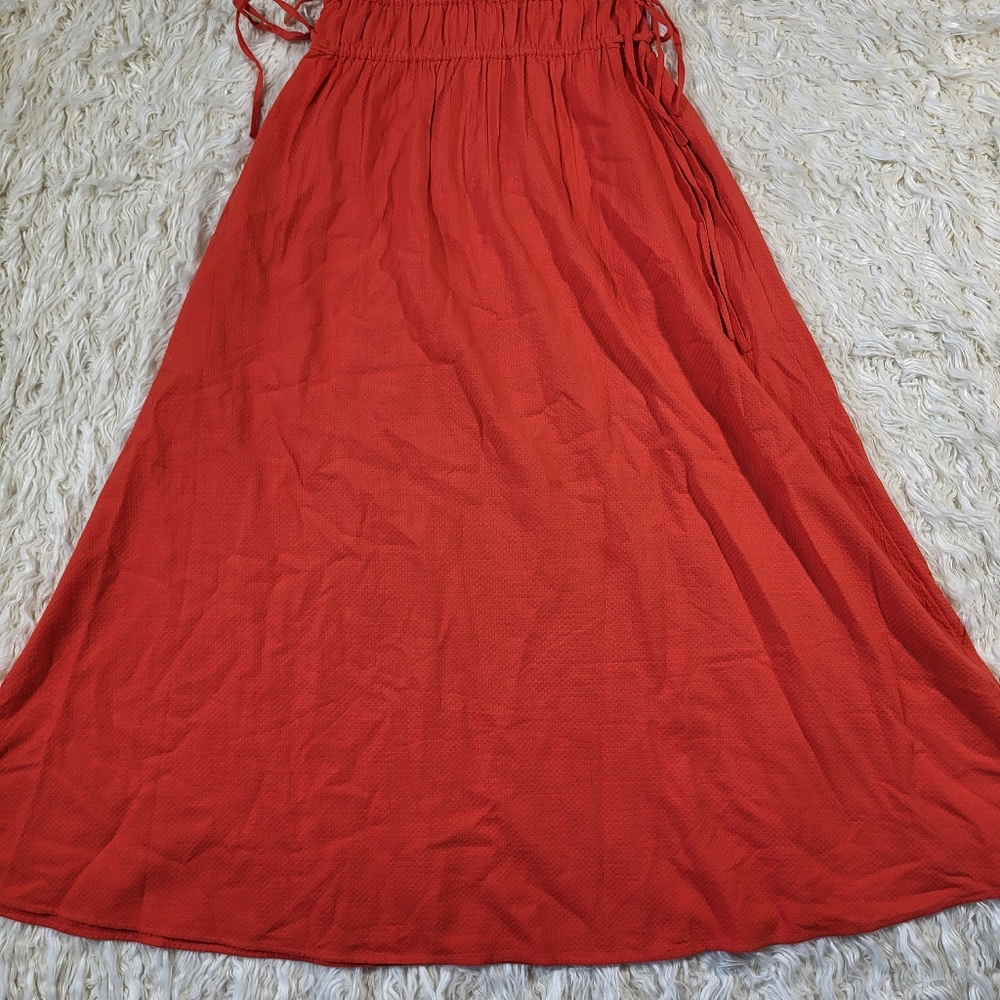 Faherty Brand sandbar Organic Cotton maxi dress Red Sleeveless Size Medium - Picture 6 of 11